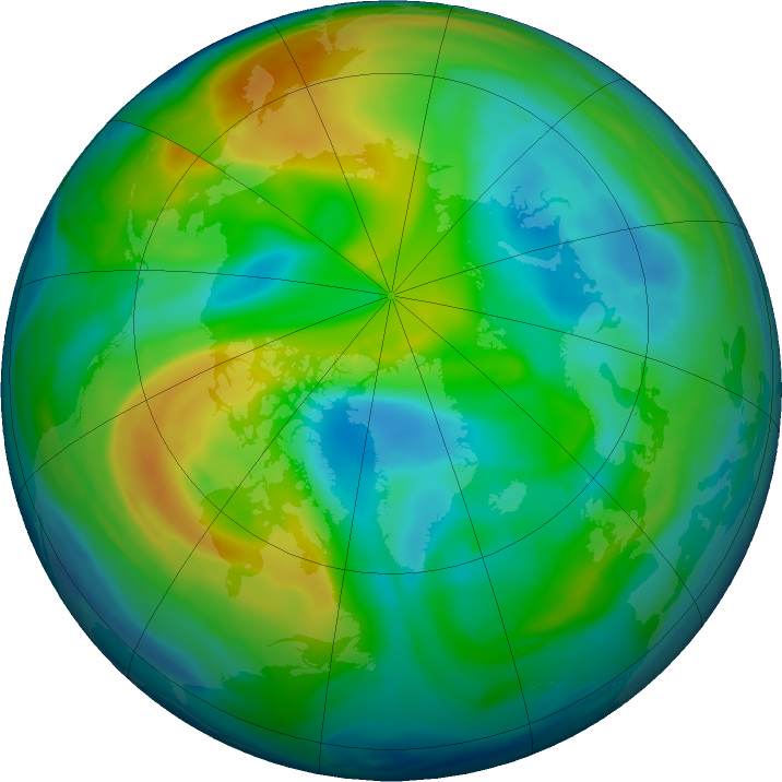 Arctic ozone map for 05 December 2022